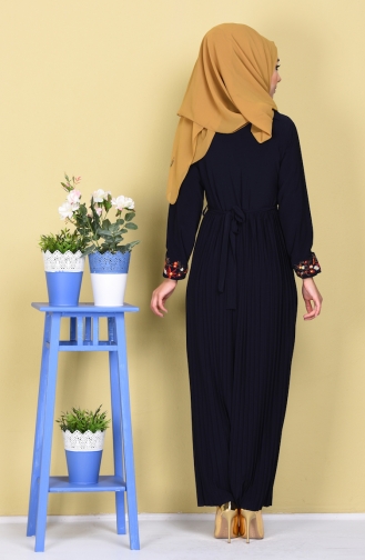 Navy Blue Hijab Dress 5056-03