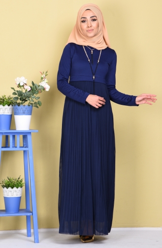 Navy Blue Hijab Dress 3794-04