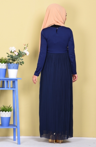 Navy Blue Hijab Dress 3794-04