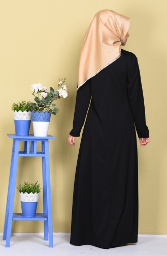 Tokalı Elbise 2036-01 Siyah