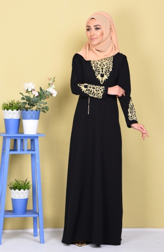 Black Hijab Evening Dress 5022-01