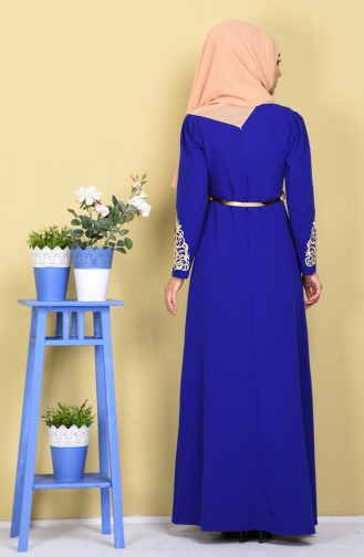 Saks-Blau Hijab-Abendkleider 5022-02