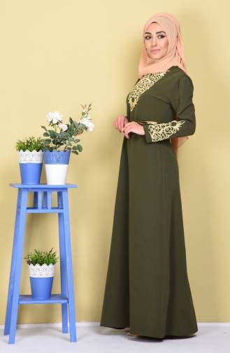 Green Hijab Evening Dress 5022-04