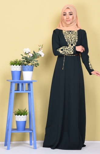 Smaragdgrün Hijab-Abendkleider 5022-07