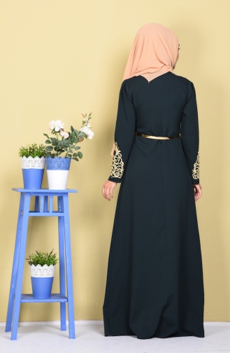 Emerald Green Hijab Evening Dress 5022-07