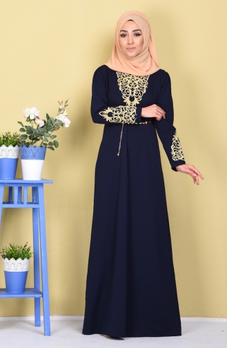 Dunkelblau Hijab-Abendkleider 5022-08