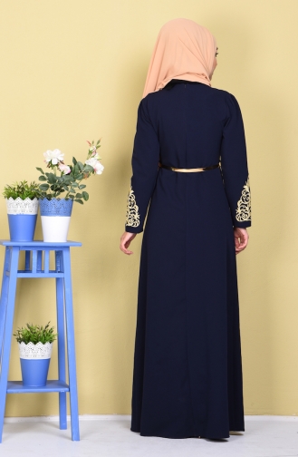 Navy Blue Hijab Evening Dress 5022-08