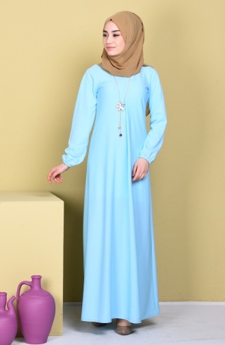 Kolye Detaylı Elbise 4043-07 Bebe Mavi