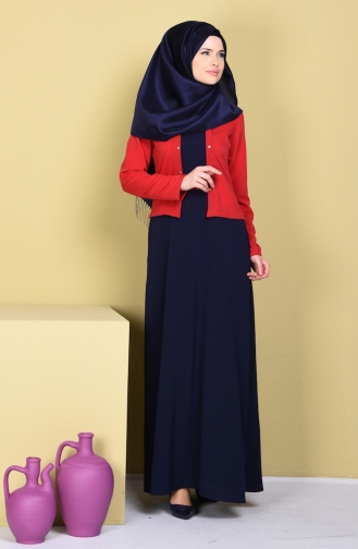 Claret Red Hijab Dress 5497-03