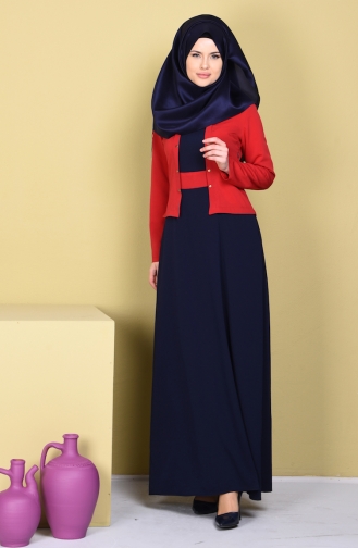 Claret Red Hijab Dress 5497-03