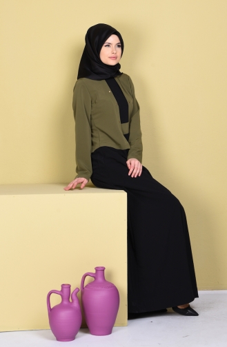 Khaki Hijab Dress 5497-06