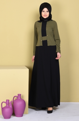 Khaki Hijab Dress 5497-06