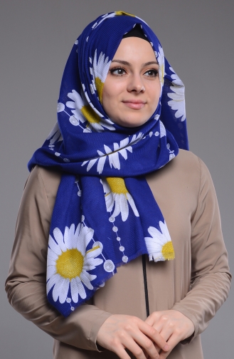 Papatya Desenli Etamin Şal 60019-05 Saks