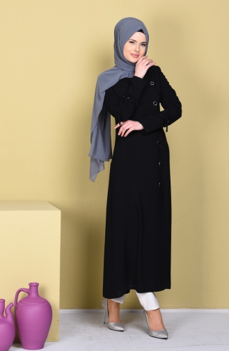 SUKRAN Pleats Detailed Buttoned Cape  35749-02 Black 35749-02