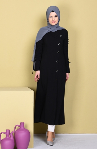 SUKRAN Pleats Detailed Buttoned Cape  35749-02 Black 35749-02