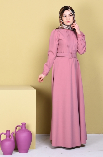 Dark Powder Hijab Evening Dress 5014-03