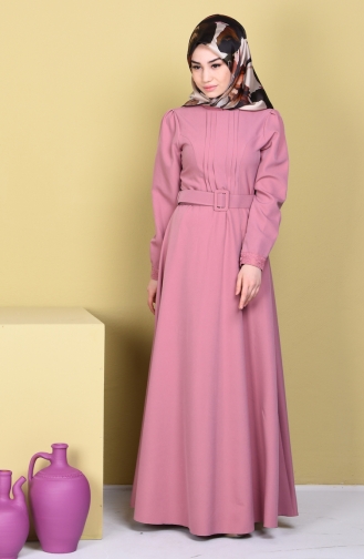 Dunkel-Puder Hijab-Abendkleider 5014-03