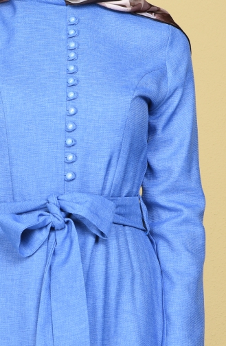 Blue Hijab Evening Dress 5015-01