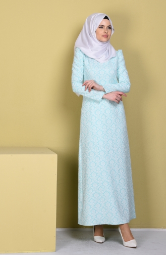 Mint Green Hijab Dress 2753-02