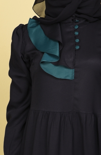 Garnili Düğmeli Elbise 5711-02 Siyah