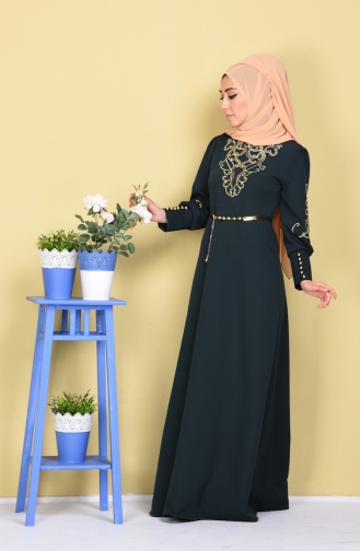 Emerald Green Hijab Dress 5023-03