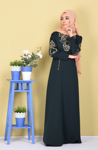 Emerald Green Hijab Dress 5023-03