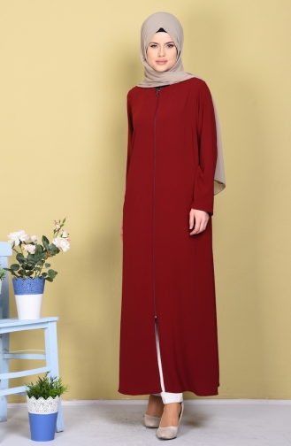 Abaya mit Reißverschluss 1044-09 Weinrot 1044-09