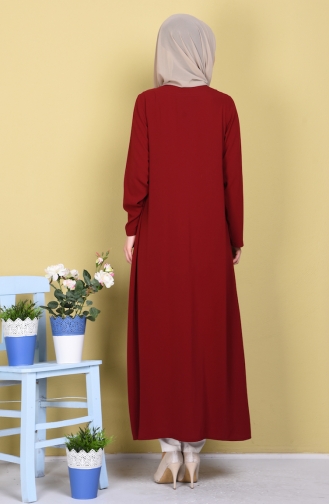 Abaya mit Reißverschluss 1044-09 Weinrot 1044-09