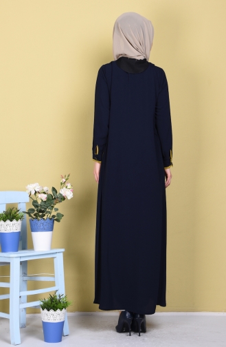 Abaya mit Patchwork 1057-02 Dunkelblau Öl Grün 1057-02