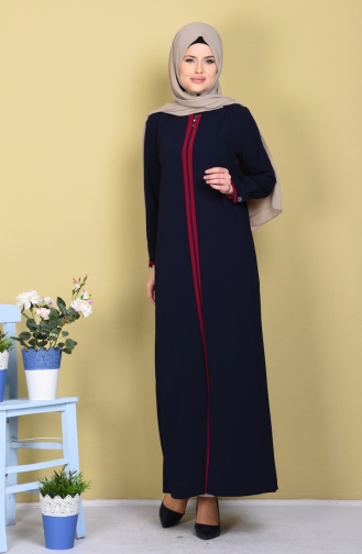 Abaya mit Patchwork 1057-03 Dunkelblau Fuchsia 1057-03