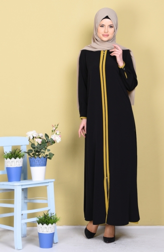 Abaya mit Patchwork  1057-05 Schwarz Öl Grün 1057-05