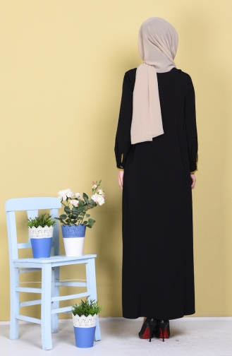 Abaya mit Patchwork  1057-05 Schwarz Öl Grün 1057-05