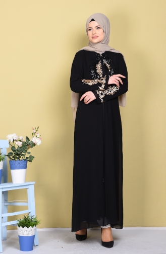 Abaya a Paillette 35755-01 Noir 35755-01