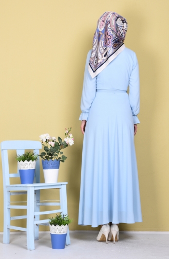 Robe Hijab Bleu Bébé 4143-01