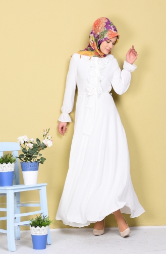 Ecru Hijab Dress 4143-03
