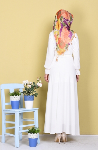 Ecru Hijab Dress 4143-03