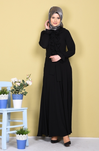 Black Hijab Dress 4143-07