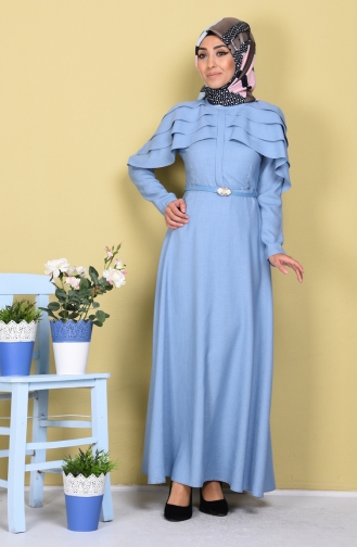 Baby Blue Hijab Dress 5005-03