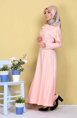 Lachsrosa Hijab Kleider 5005-05