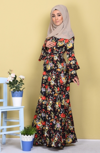 Gelb Hijab Kleider 4045-02