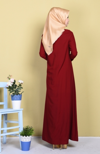 Weinrot Hijab Kleider 8052-01