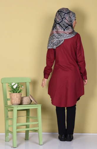 Düğmeli Tunik 6251-03 Bordo