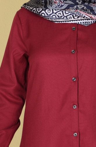 Düğmeli Tunik 6251-03 Bordo