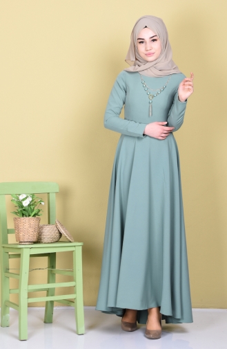 فستان بتصميم غير متماثل الطول 4055-24 لون أخضر فاتح 4055-24