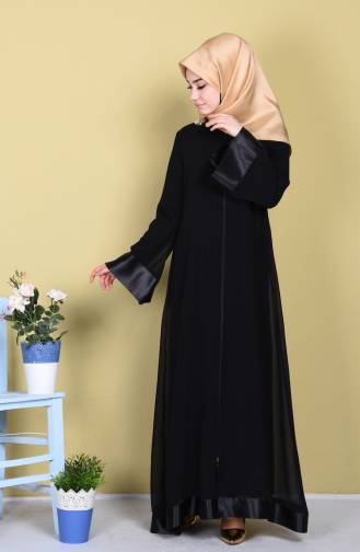 Fermuarlı Ferace 0500-01 Siyah