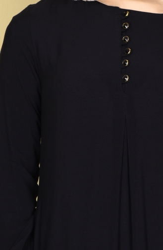 Düğme Detaylı Viskon Elbise 1250-01 Siyah