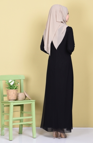 Black Hijab Evening Dress 4222-01