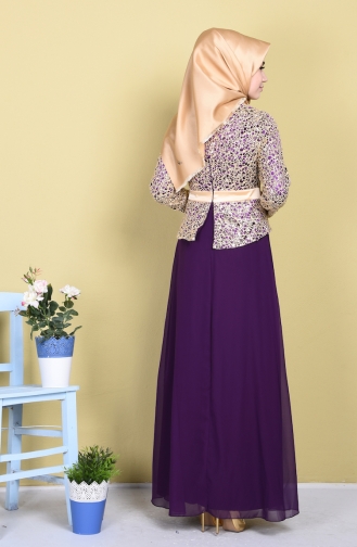 Purple Hijab Evening Dress 55865-08