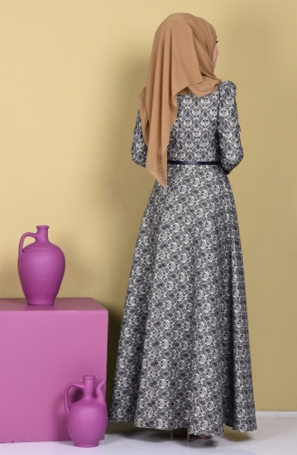 Navy Blue Hijab Evening Dress 2756-01