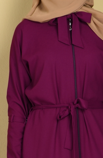 Abaya a Fermeture Col Officier 7720-05 Plum 7720-05